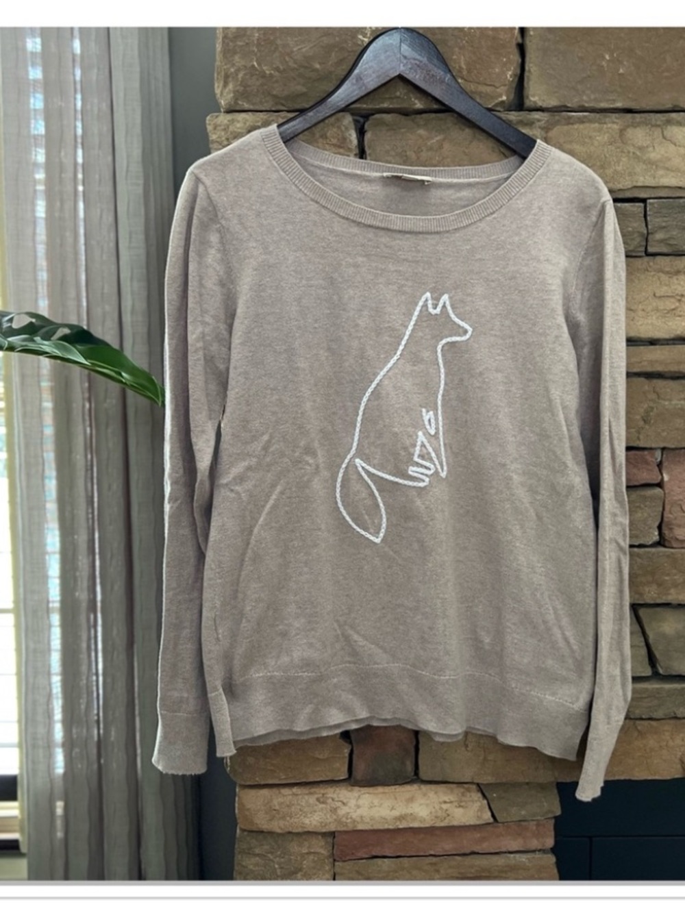 LOFT Crewneck Fox Sweater